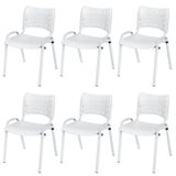Cadeira Iso Base Branco Escola, Escritório Branco Kit 6 Un