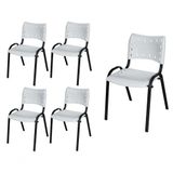 Cadeira Iso Base Preto Escola, Escritório Branco Kit 5 Un