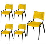 Cadeira Iso Base Preto Escola, Escritório Amarelo Kit 5 Un