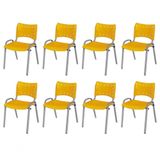 Cadeira Iso Base Cinza Escola, Escritório Amarelo Kit 8 Un