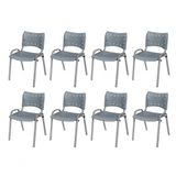 Cadeira Iso Base Cinza Escola, Escritório Cinza Kit 8 Un