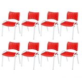 Cadeira Iso Base Branco Escola, Escritório Vermelho Kit 8 Un
