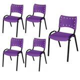 Cadeira Iso Base Preto Escola, Escritório Violeta Kit 5 Un