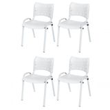 Cadeira Iso Base Branco Escola, Escritório Branco - Kit 4 Un