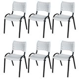 Cadeira Iso Base Preto Escola, Escritório Branco Kit 6 Un