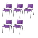 Cadeira Iso Base Cinza Escola, Escritório Violeta Kit 5 Un