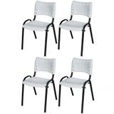 Cadeira Iso Base Preto Escola, Escritório Branco - Kit 4 Un