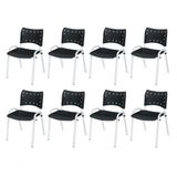 Cadeira Iso Base Branco Escola, Escritório Preto Kit 8 Un