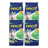 Areia Granulado Classic Pipicat 4kg Kit Com 4 Para Gatos