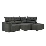 Sofá De Canto 3 Lugares Santorini Veludo Cinza 230 Cm