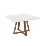 Mesa De Jantar Quadrada Com Tampo De Vidro Off White Bennett Natural 135 Cm