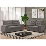 Conjunto De Sofás 2 E 3 Lugares Bertioga Veludo Cinza