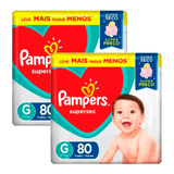 Kit 2 Fraldas Descartáveis Pampers Supersec Jumbo G - 80 Tiras