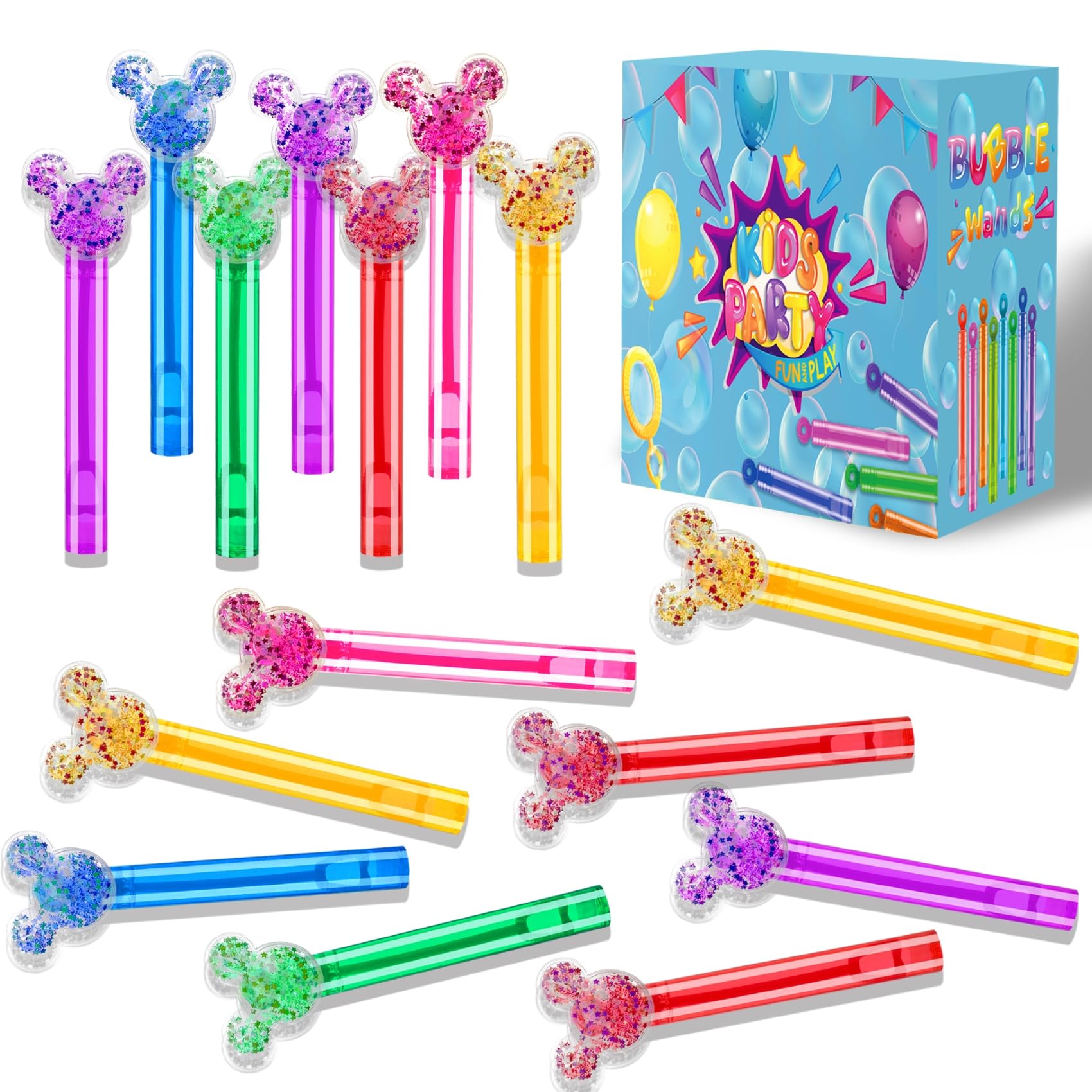 Bubble Wands, 24 Peças De Orelha De Mouse Com Glitter Para Festa Temática De Mouse