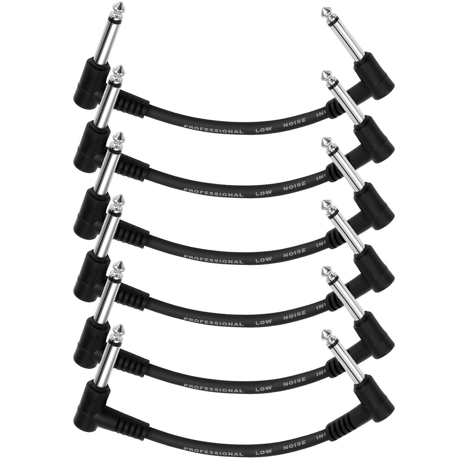Guitar Patch Cable Donner 15 Cm, Pacote Com 6 Unidades, Preto