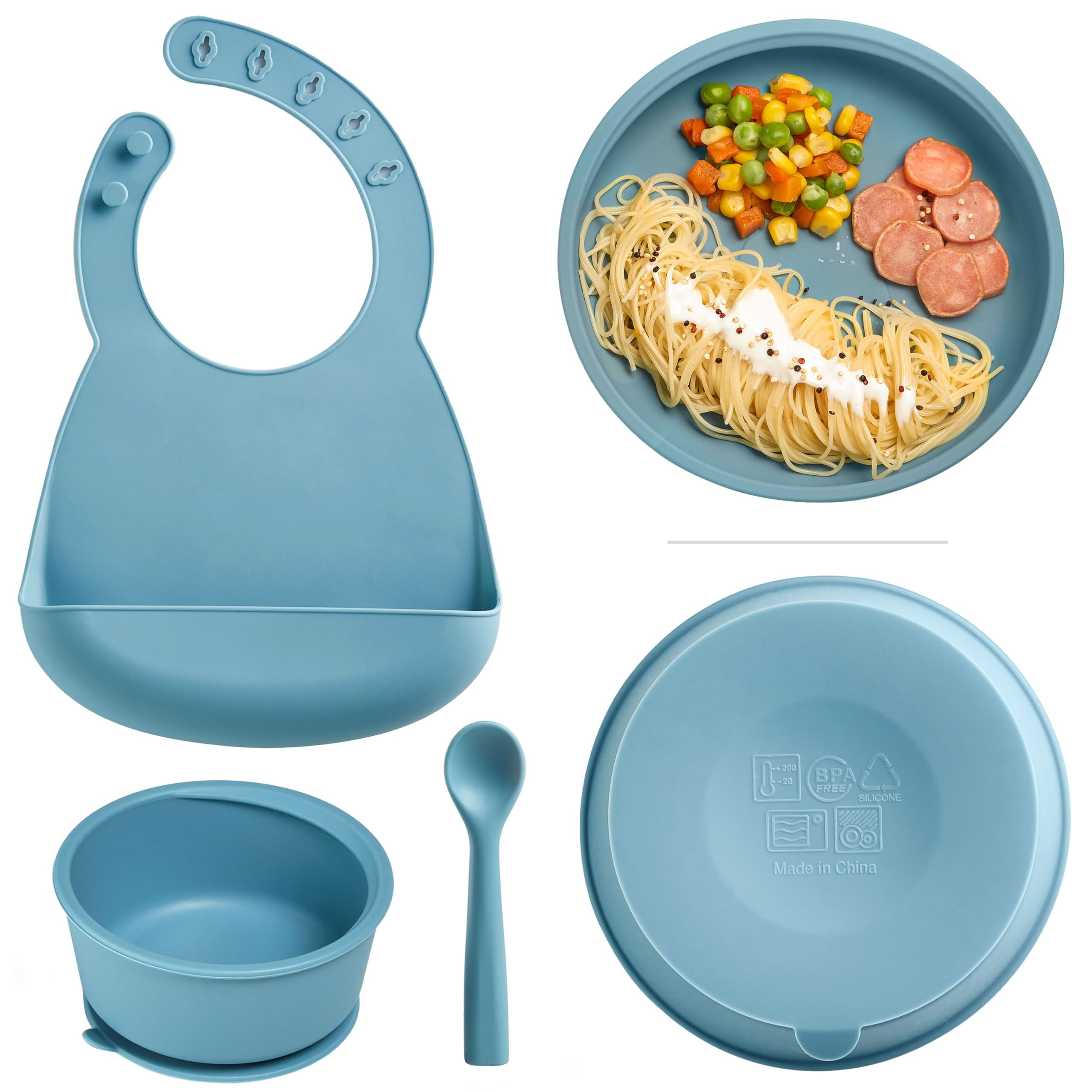 Conjunto De Alimentação Para Bebês Em Silicone Kub Self Feeding Com Ventosa