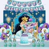 Conjunto De Decorações De Festa Para Princesas, Banner De Aniversário, Capa De Bolo