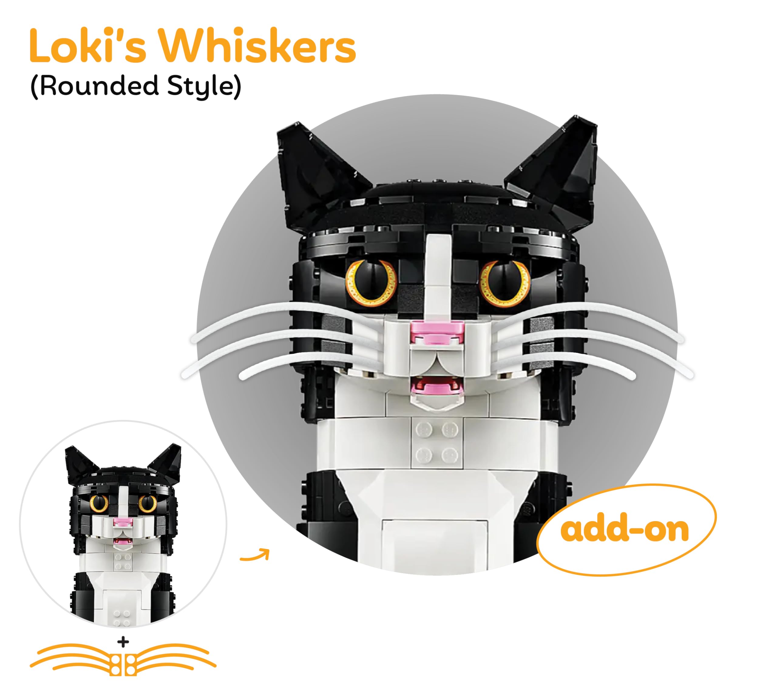 Pacote Com 6 Bigodes Para Lego Ideas 21349 Tuxedo Cat (3 Conjuntos