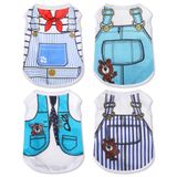 Pacote Com 4 Camisas Para Cães Pequenos, Tecido De Malha, Padrões Fofos
