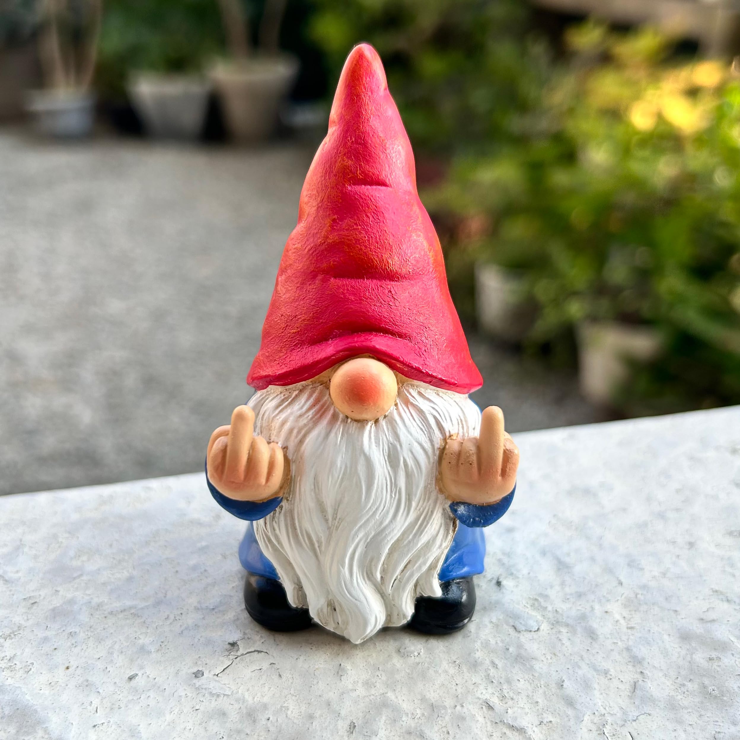 Garden Gnome Middle Finger 9 Cm Naughty Funny Outdoor Decor