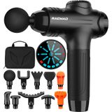 Pistola De Massagem Raemao Deep Tissue Com 10 Velocidades E 10 Cabeças Preta