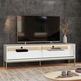 Rack Para Tv 65 Polegadas Com Led Industrial Off White /cinza/ Branco