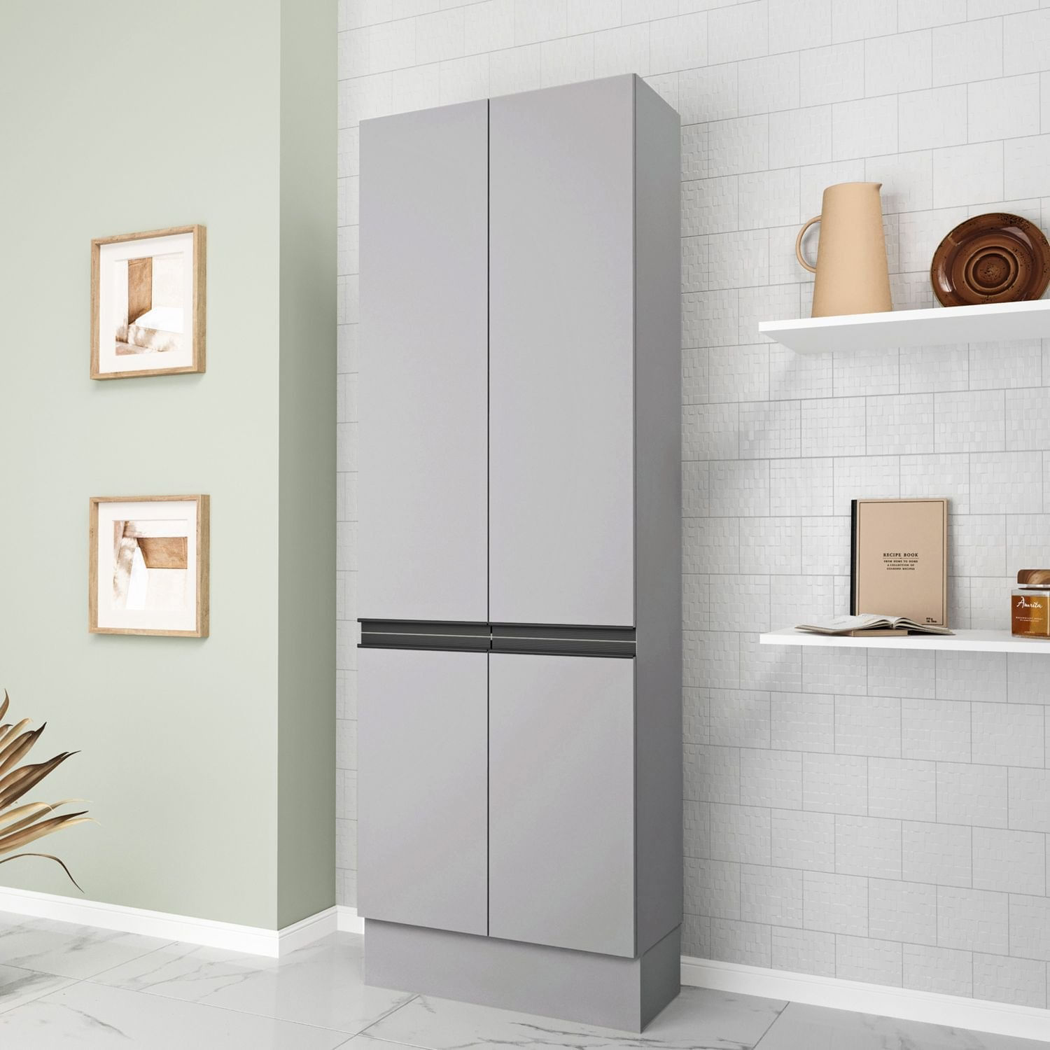 Paneleiro 4 Portas 70cm Nara Cabecasa Madeiraoriginals Cinza Claro