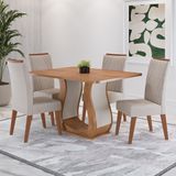 Conjunto Para Sala De Jantar Com 4 Cadeiras Pinole Mel/bege