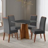 Conjunto Para Sala De Jantar Com 4 Cadeiras Malva Mel / Cinza