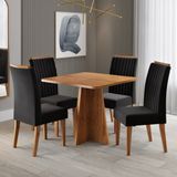 Conjunto Para Sala De Jantar Com 4 Cadeiras Absolut Mel / Preto