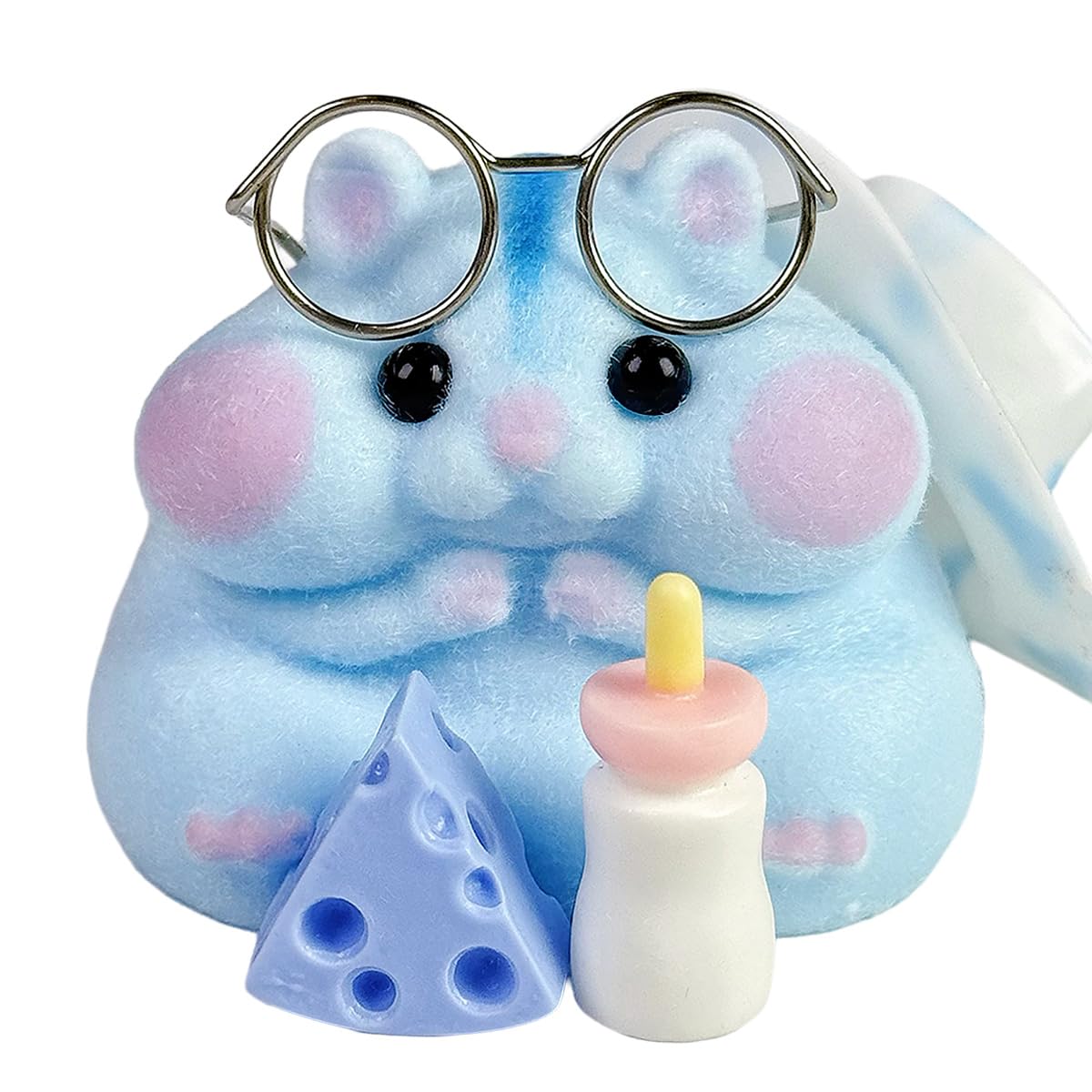 Brinquedo Squishy Hamster Taba Feito À Mão Em Silicone Mochi Furry Blue