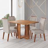 Conjunto Para Sala De Jantar Com 4 Cadeiras Riviera Mel/bege