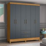 Guarda-roupa Casal 6 Portas Essencial Freijó/cinza