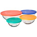 Conjunto De Tigelas Pyrex Smart Essentials Glass Com Tampas De Plástico, 8 Unidades