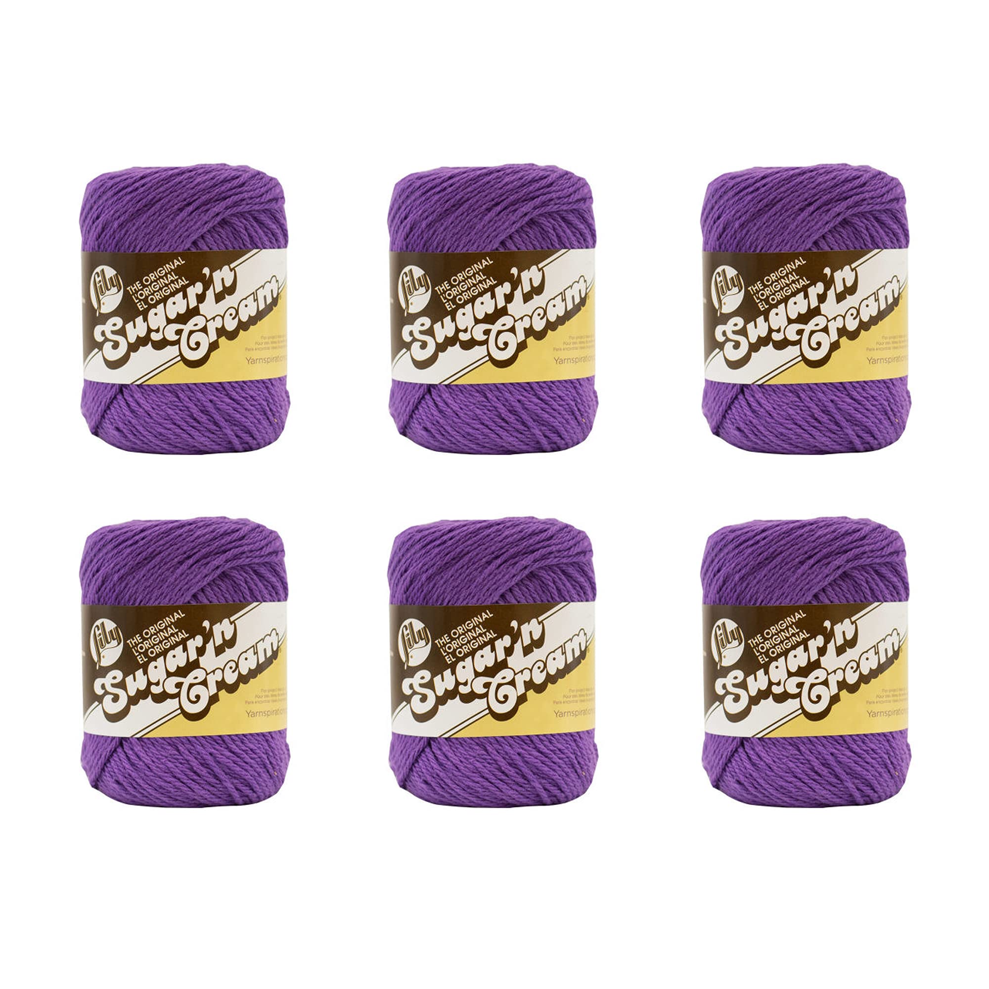 Yarn Lily Sugar'n Cream Black Currant 100% Algodão 71 G, Pacote Com 6