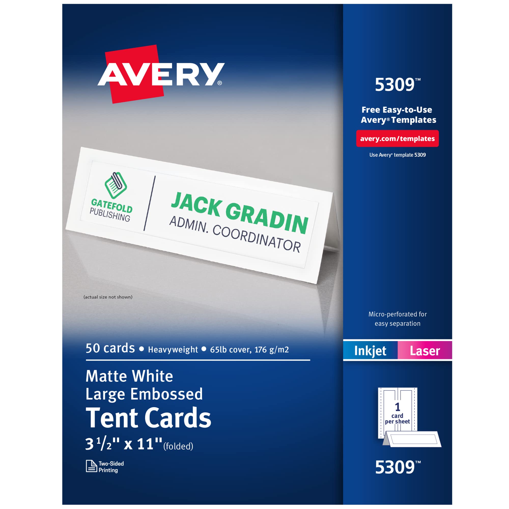 Cartões De Tenda Avery Printable Large 5309 Para Laser E Jato De Tinta 50