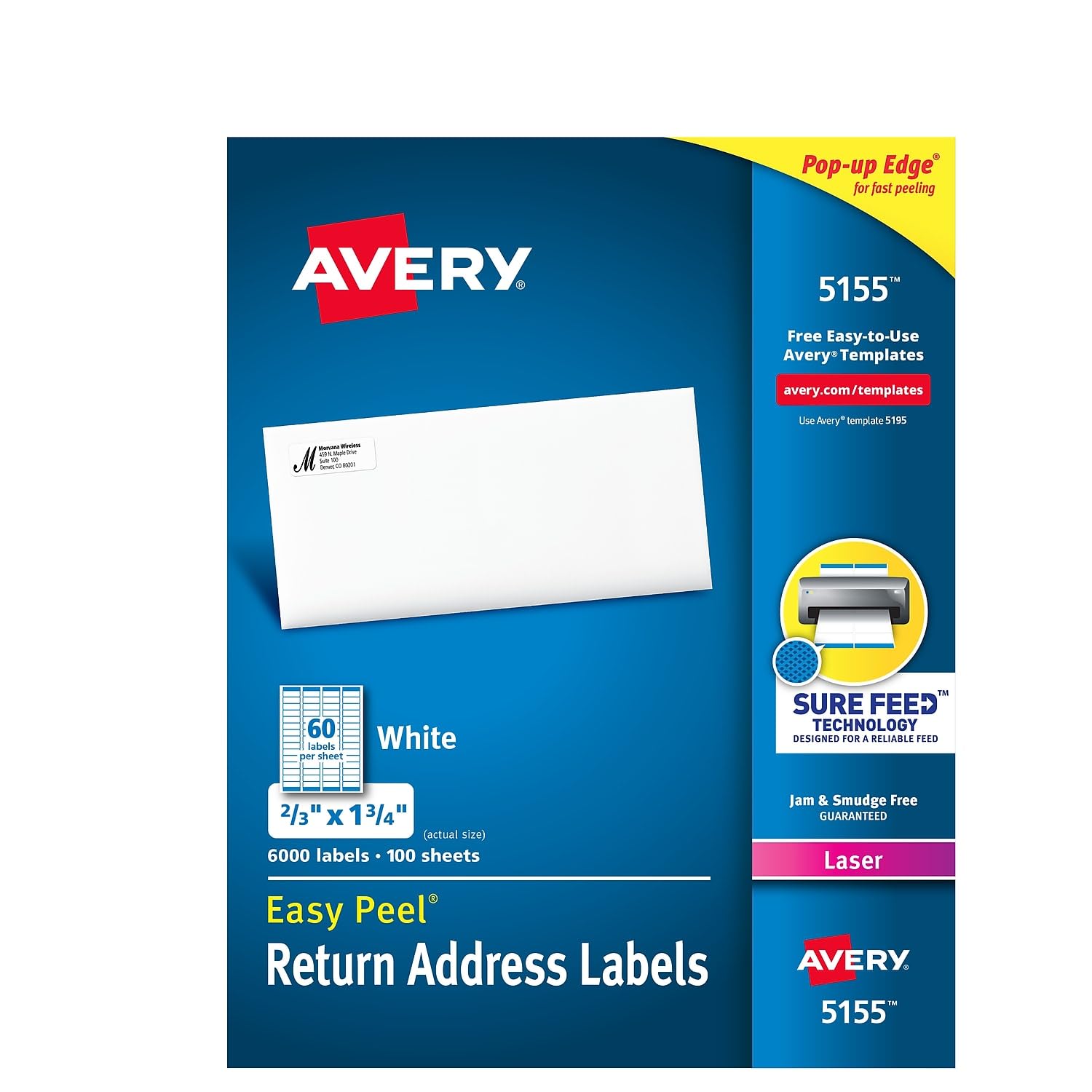 Etiquetas De Endereço Para Correspondência Avery 5155 Easy Peel 6000/pacote