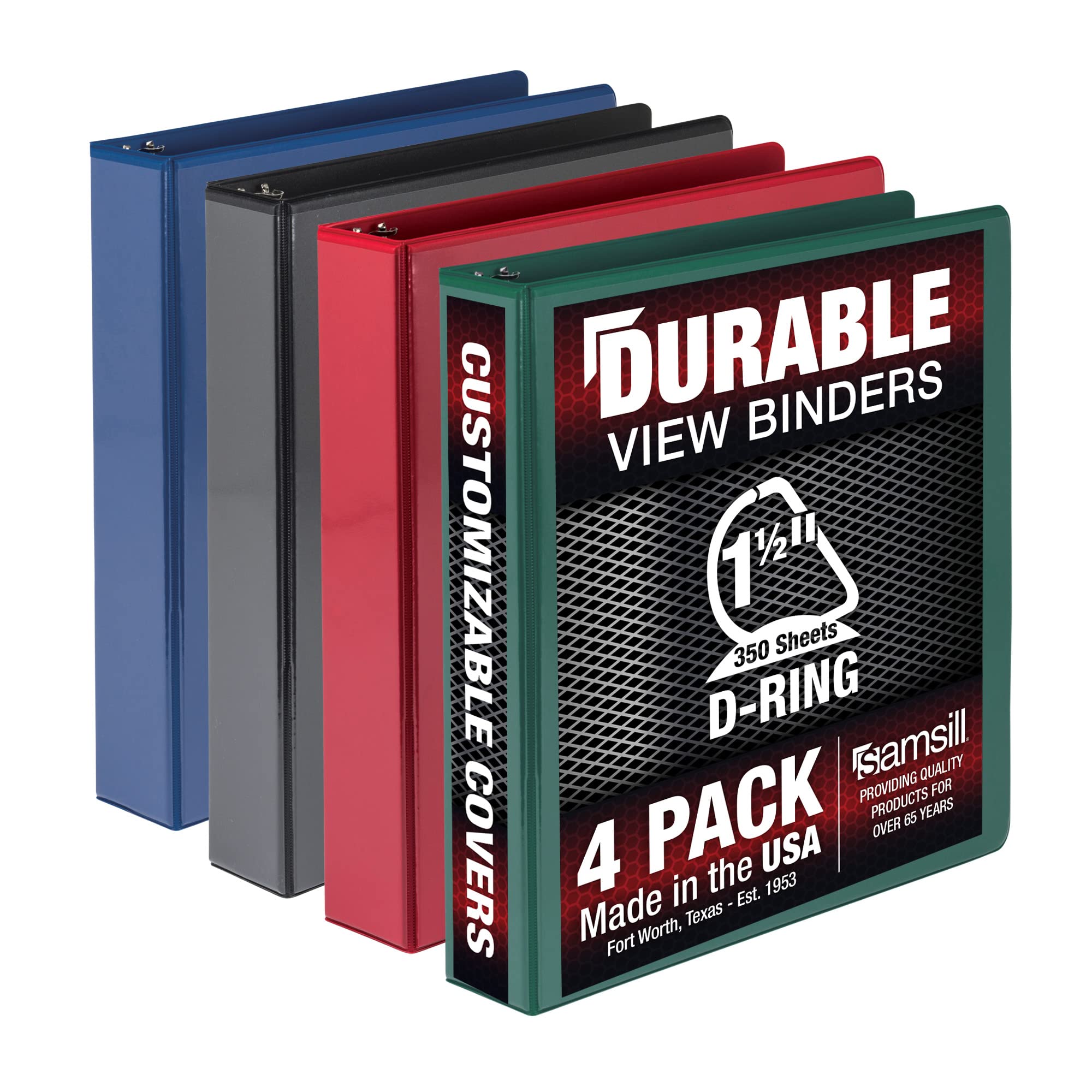 Binder Samsill Durable D Ring De 1,5 Polegadas, Pacote Com 4, 350 Páginas