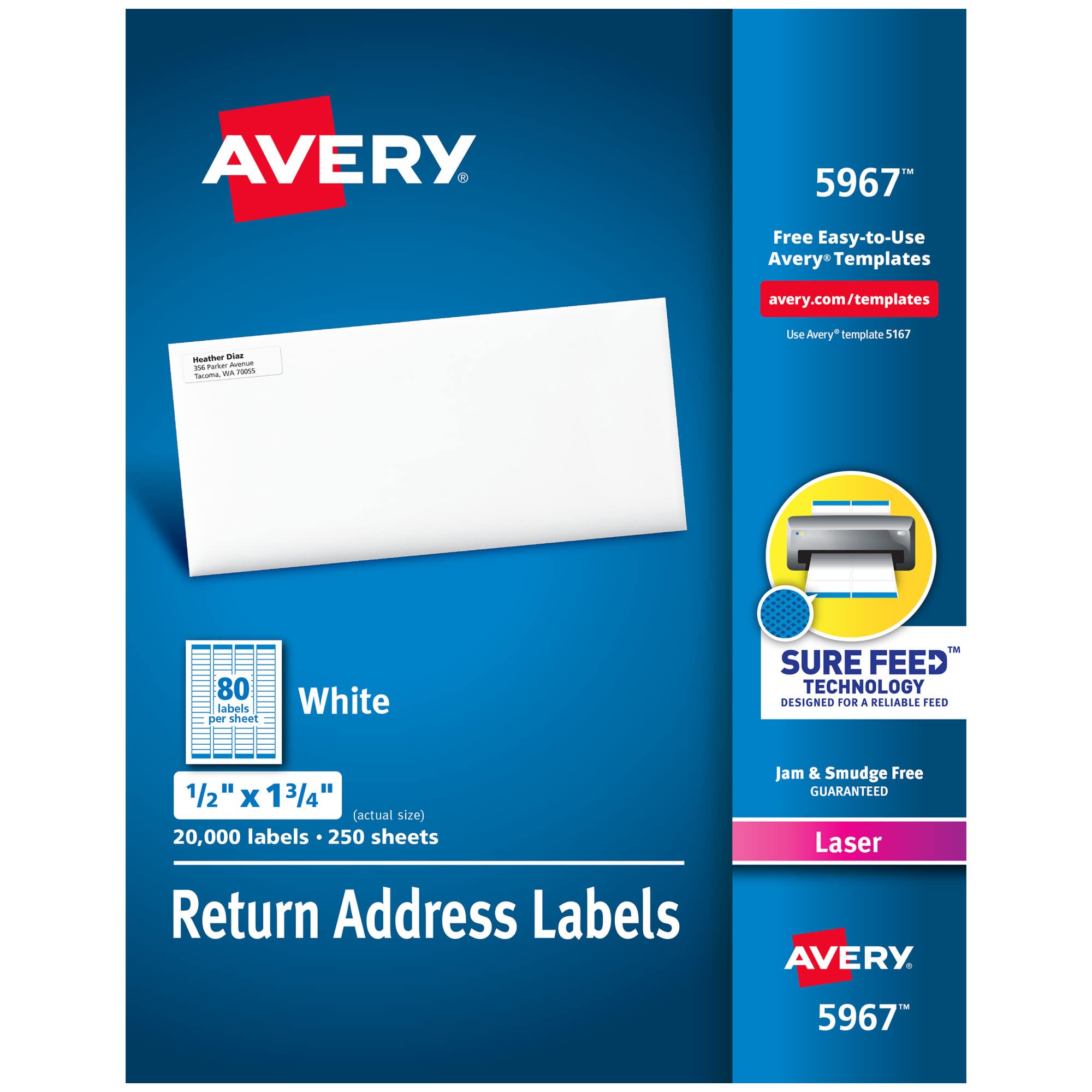 Etiquetas De Endereço De Devolução Avery Sure Feed 0,5 X 1,75 Cm Brancas