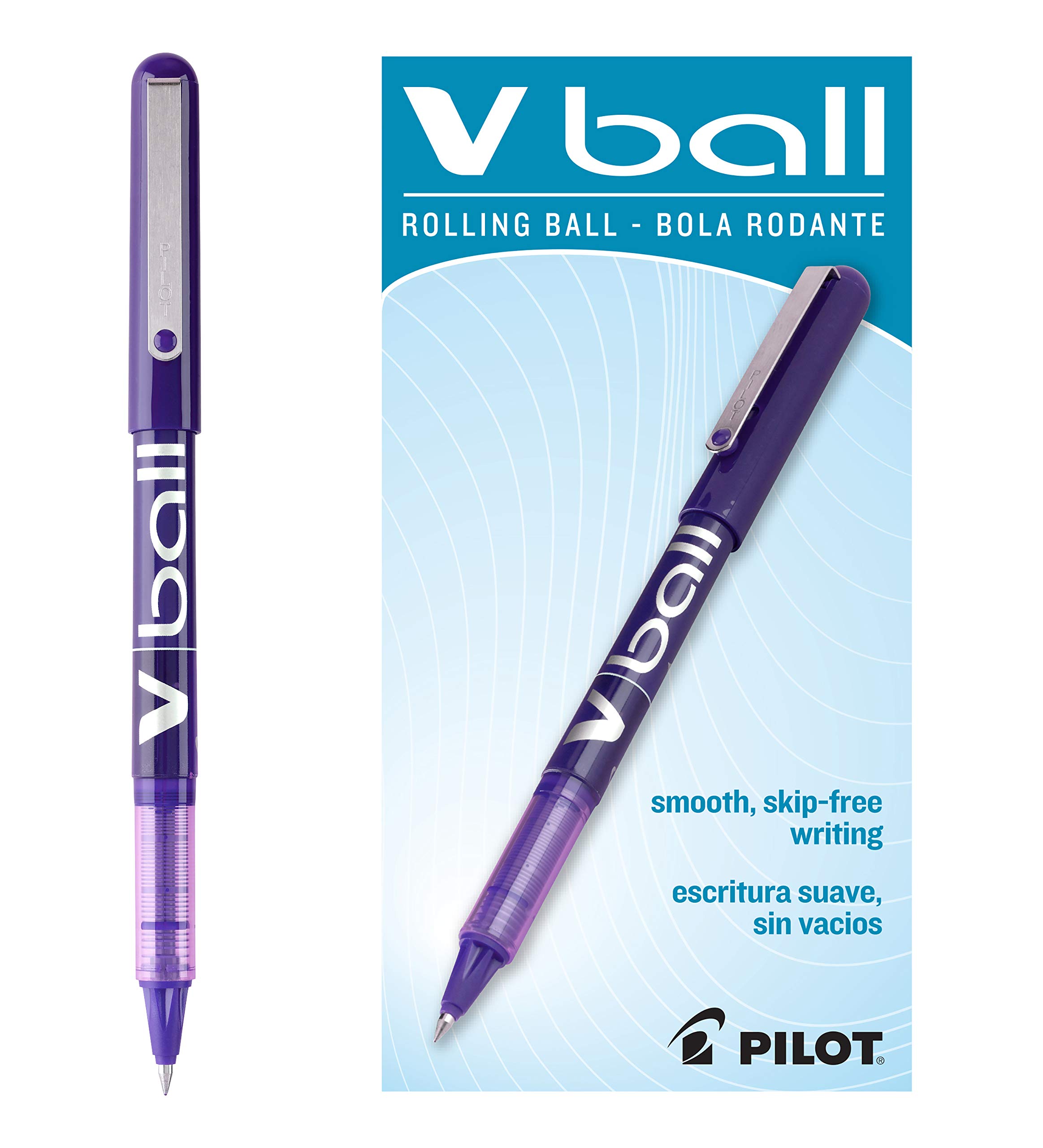 Caneta Pilot Vball Liquid Ink Rolling Ball Stick Roxa, Pacote Com 12