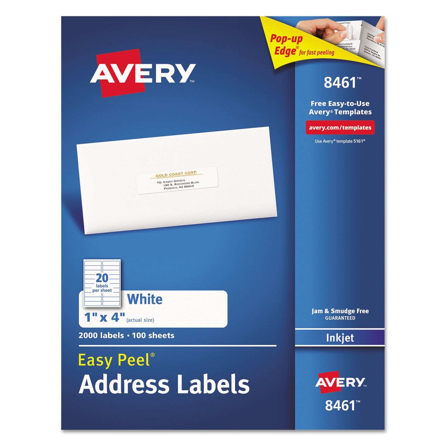 Etiquetas De Endereço Avery 8461 Easy Peel Inkjet 1x4