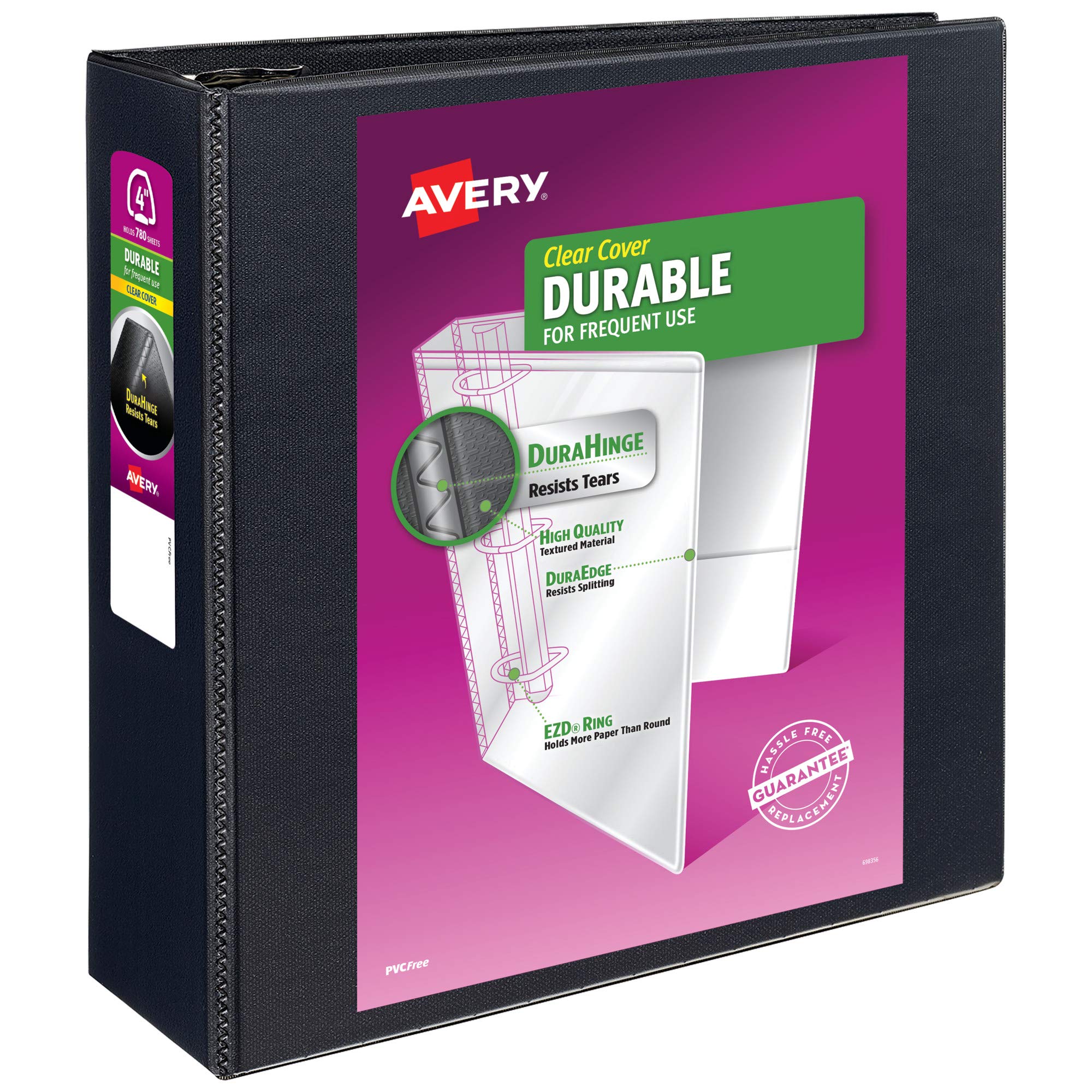 Anéis Ezd Binder Avery Durable View 3 Ring De 4 Polegadas Pretos