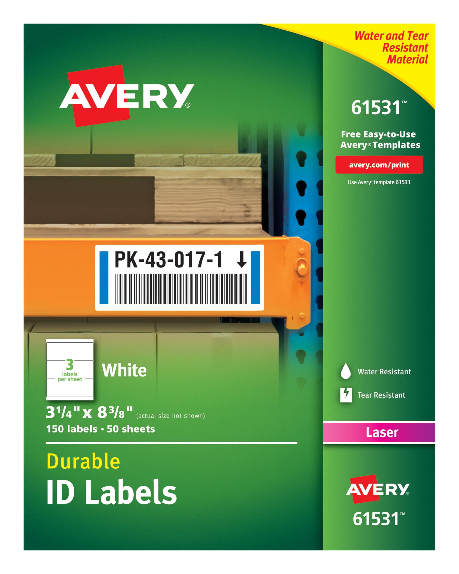 Etiquetas De Identificação Avery Durable White Cover Up Para Impressora A Laser