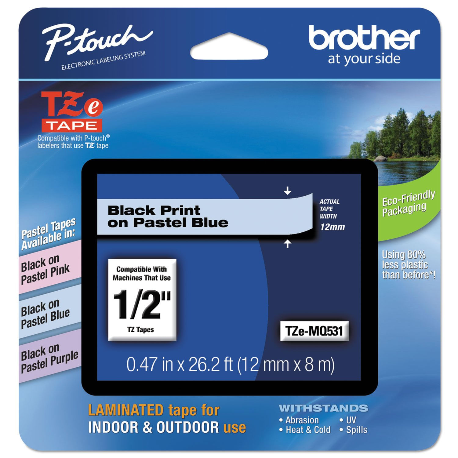 Fita Adesiva Brother Extra Strength 24 Mm X 8 M Preta Sobre Transparente