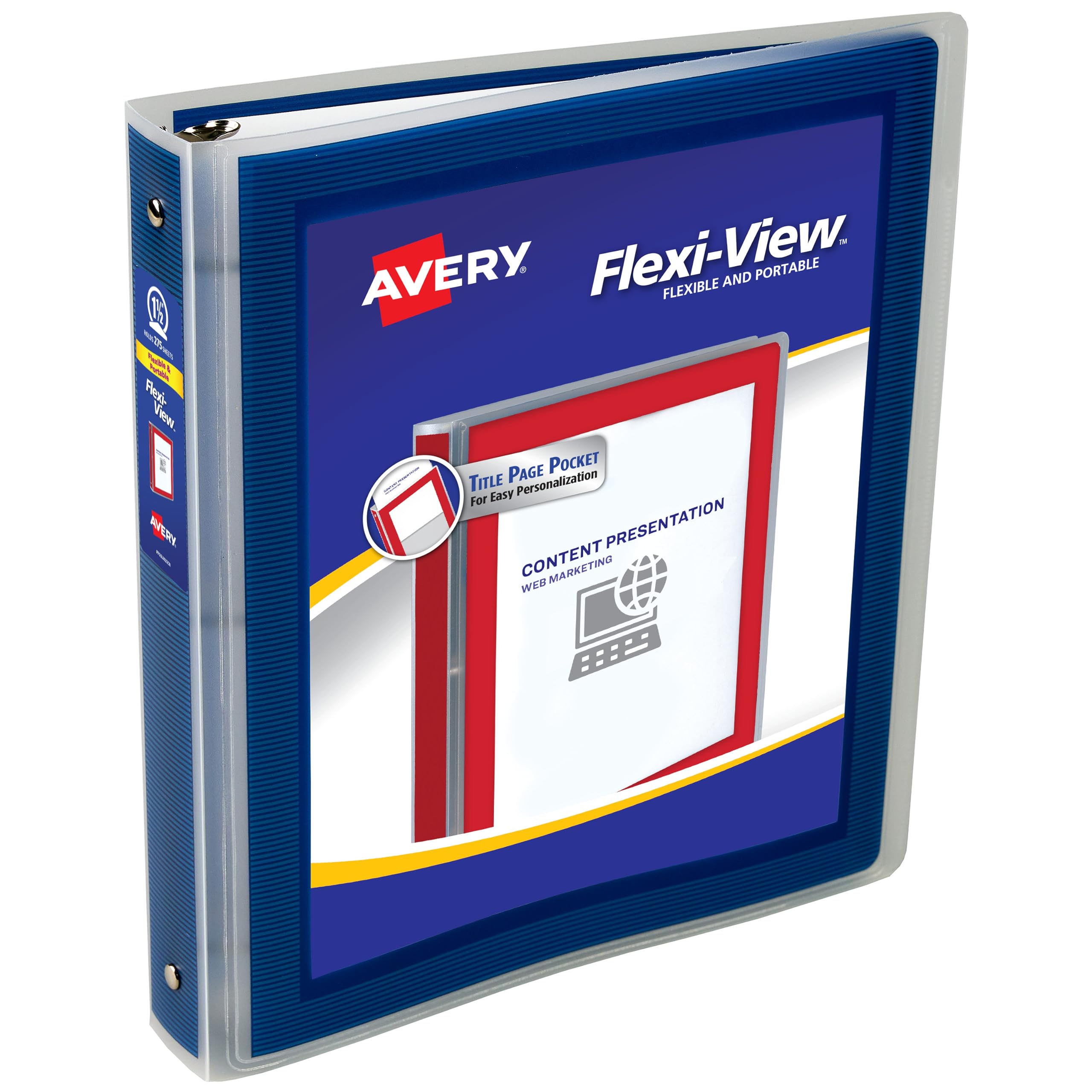 Binder Avery Flexi-view 3 Anéis Redondos De 1,5 Polegadas Em Azul Marinho
