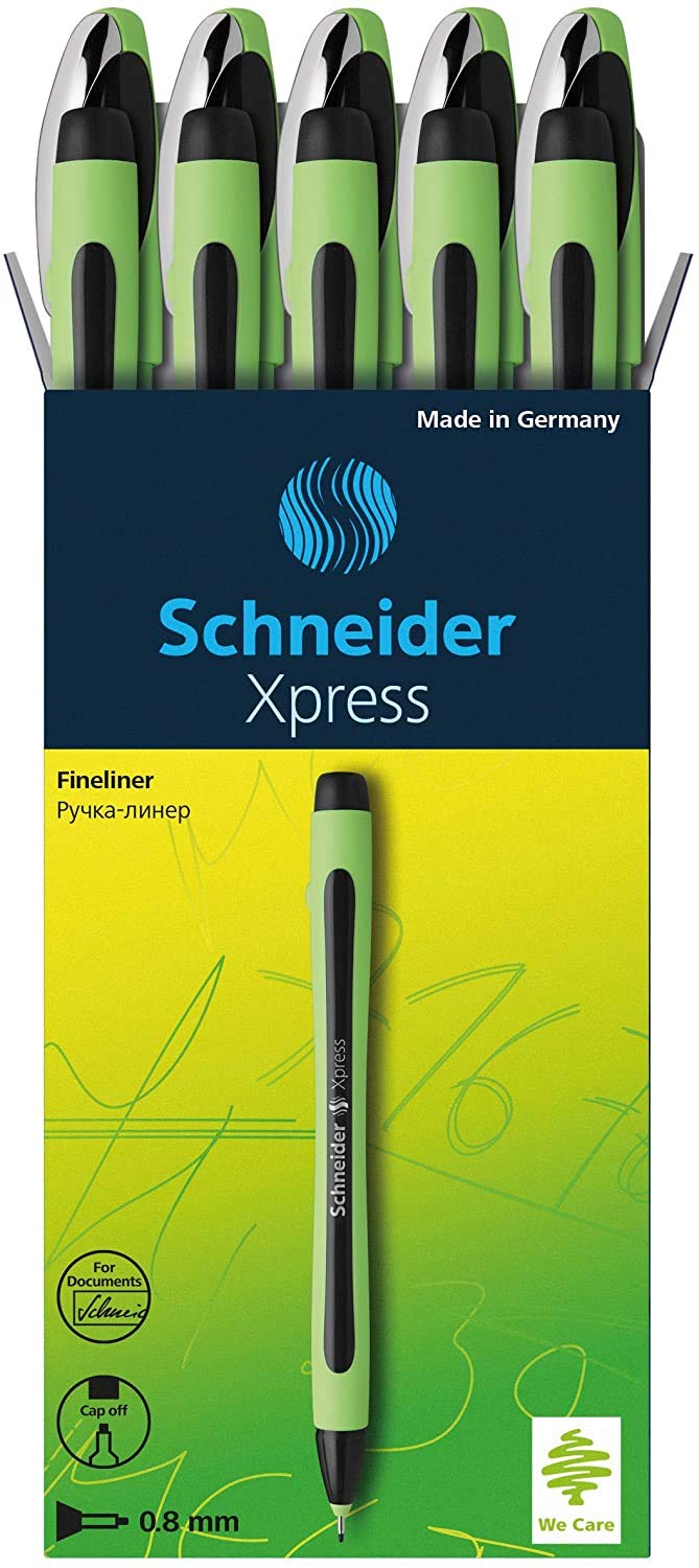 Caneta Schneider Xpress 0,8 Mm Preta, Pacote Com 10