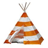 Tenda Teepee Para Crianças Merry Pet Orange Com Listras Brancas