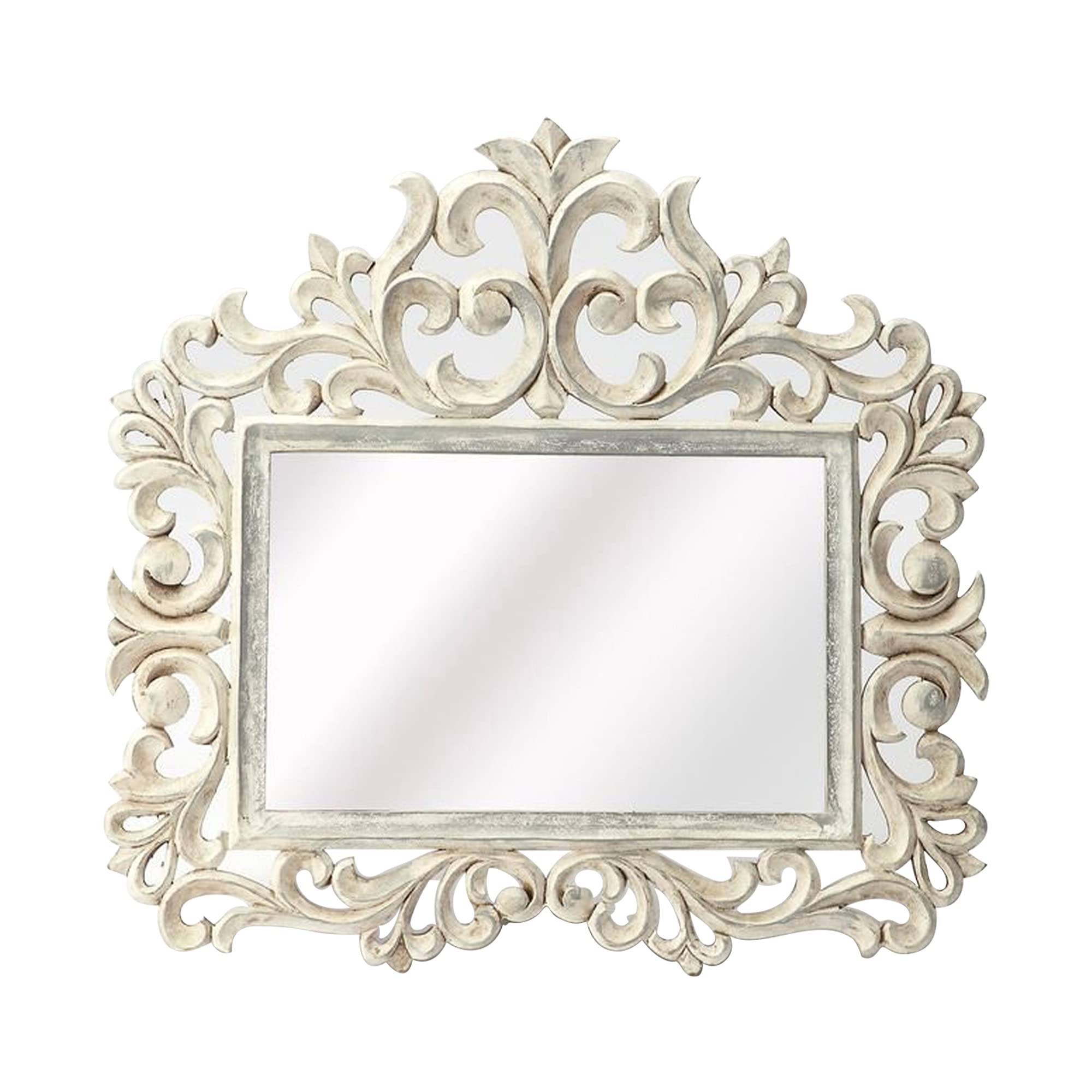 Espelho Offex Home Decorative Tradicional De Parede Esculpida Branca