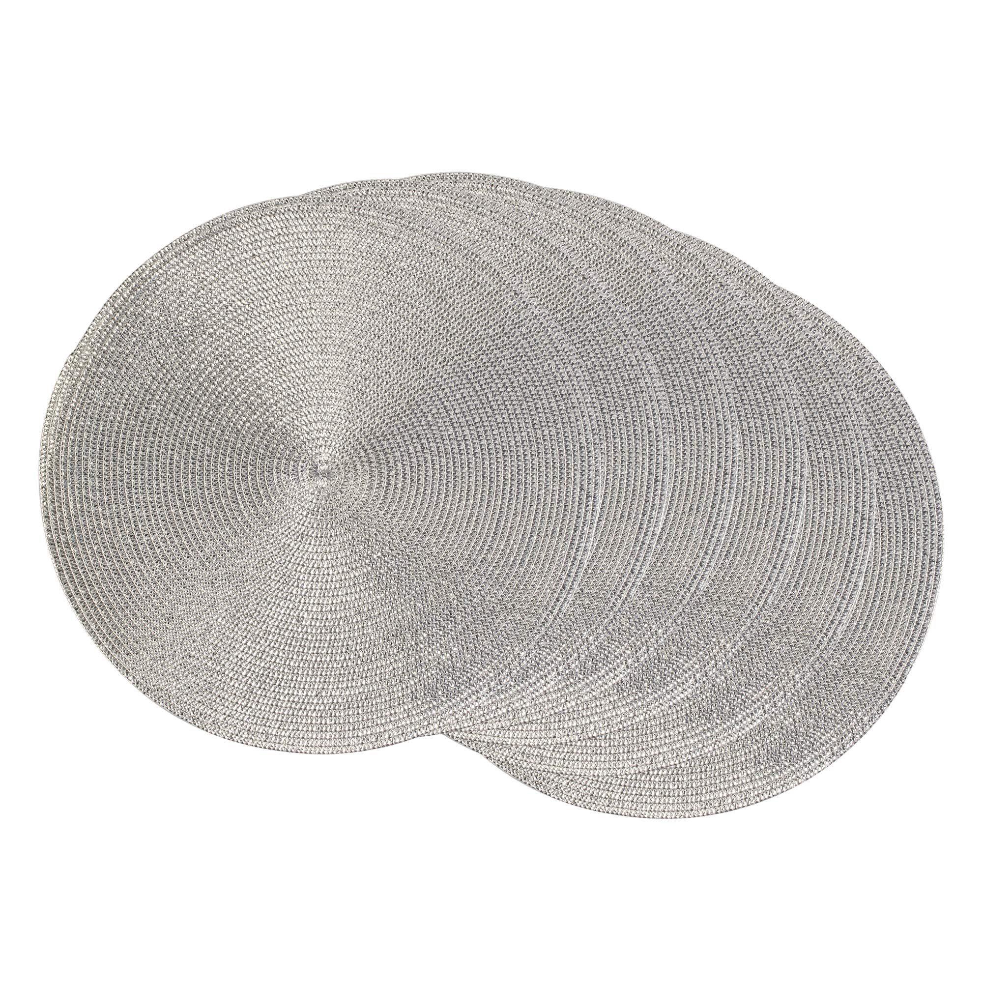 Coleção Placemat Dii Woven Placemats Metallic Round Silver