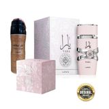 Kit 3 Em 1 Lattafa - Perfume Yara Rosa - Creme Yara Rosa E Desodorante Spray Fakhar Feminino